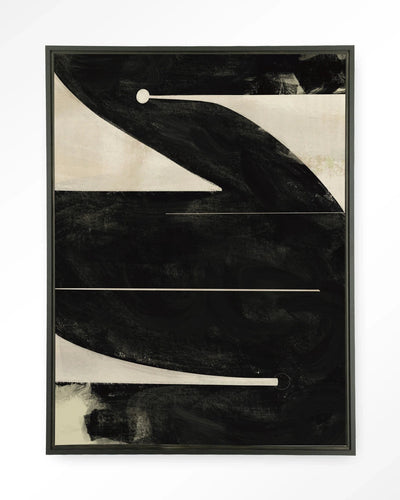 Moderne wanddecoratie van Urban Cotton met Nocturne Oasis kunstprint, glass art en wandkleed in zwart, zwevend frame design