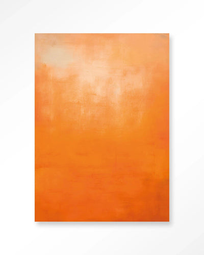 Moderne wanddecoratie van Urban Cotton met oranje kunstprint, glasart en wandkleed voor kleurrijke interieuraccenten
