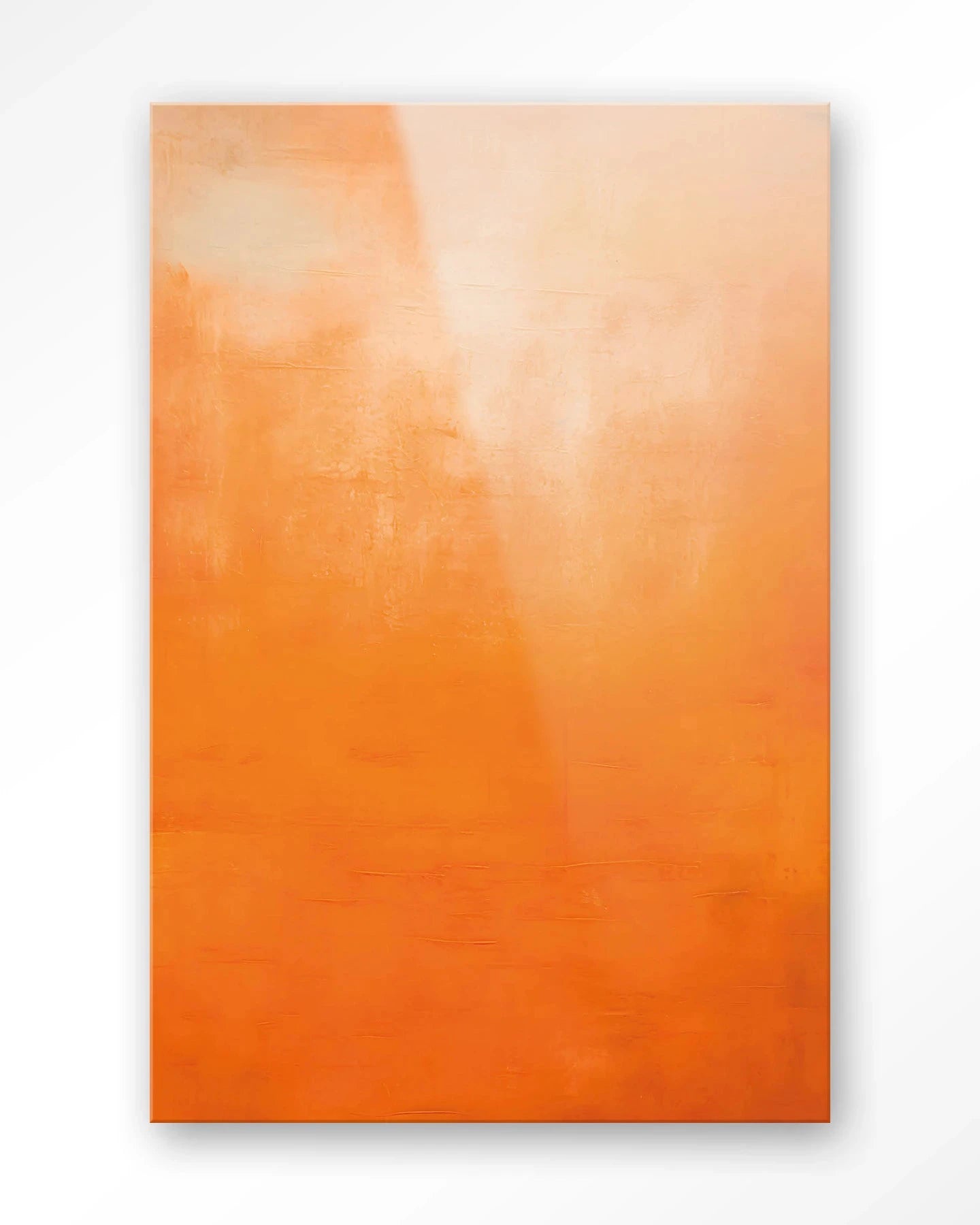 Moderne oranje kunstwanddecoratie van Urban Cotton met glas artprint en wandkleed, abstract en kleurrijk voor interieurdecoratie