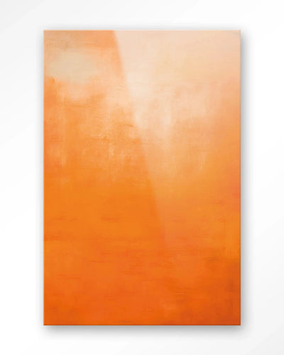 Moderne oranje kunstwanddecoratie van Urban Cotton met glas artprint en wandkleed, abstract en kleurrijk voor interieurdecoratie