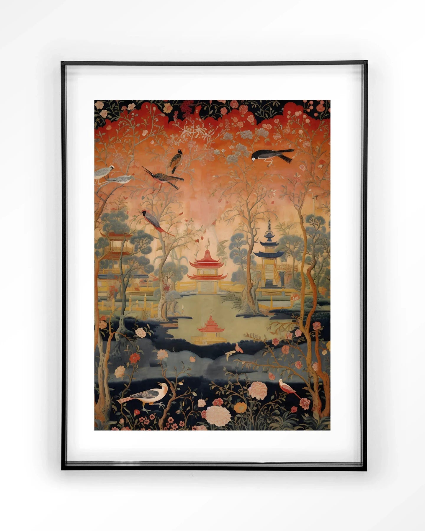 Moderne kunstprint "Oriental Night" van Urban Cotton met acryl frame, zwart, voor wanddecoratie in huis.