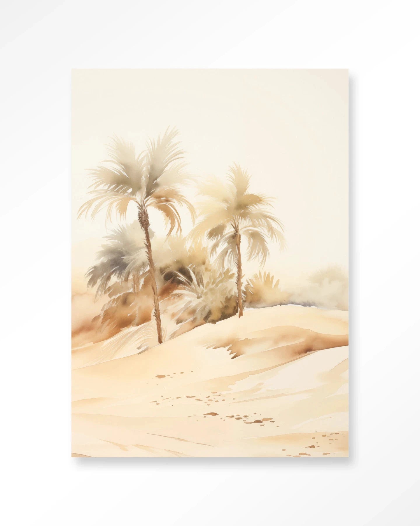 Moderne wanddecoratie van Urban Cotton met palm Dust kunstprint en glazen kunstwerk voor op de muur.
