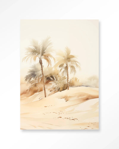 Moderne wanddecoratie van Urban Cotton met palm Dust kunstprint en glazen kunstwerk voor op de muur.
