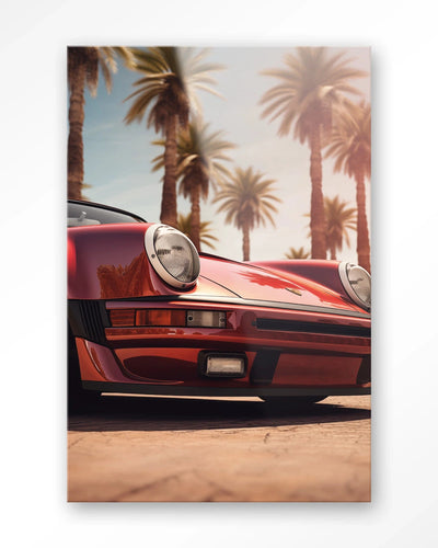 Moderne wanddecoratie kunst van Urban Cotton met glasartprint en wandkleed met Palm Springs ontwerp