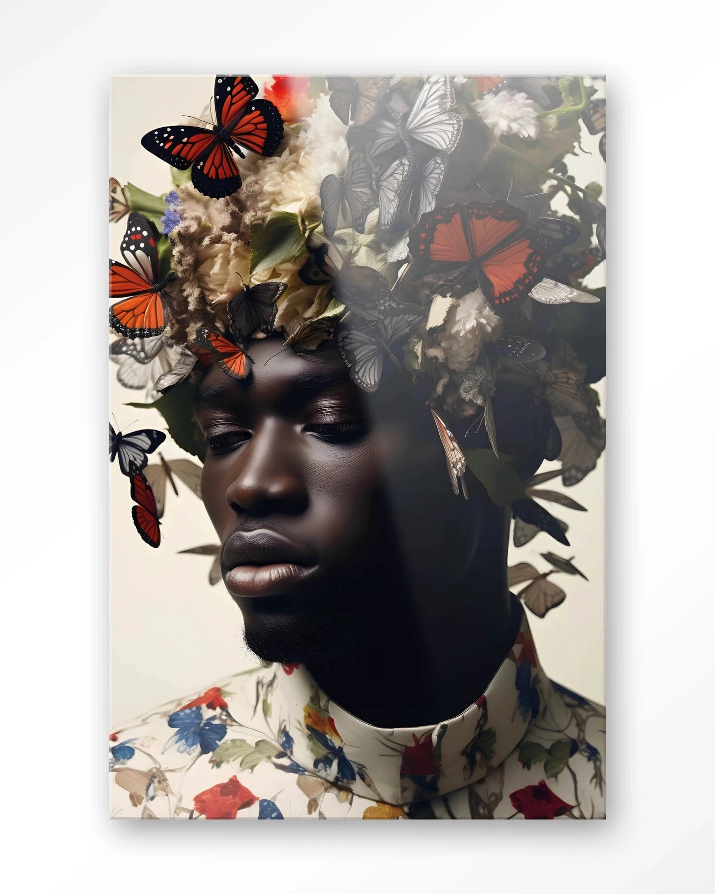 Moderne papillon glaskunst wanddecoratie van Urban Cotton, kleurrijk artprint en wandkleed voor stijlvolle interieurversiering