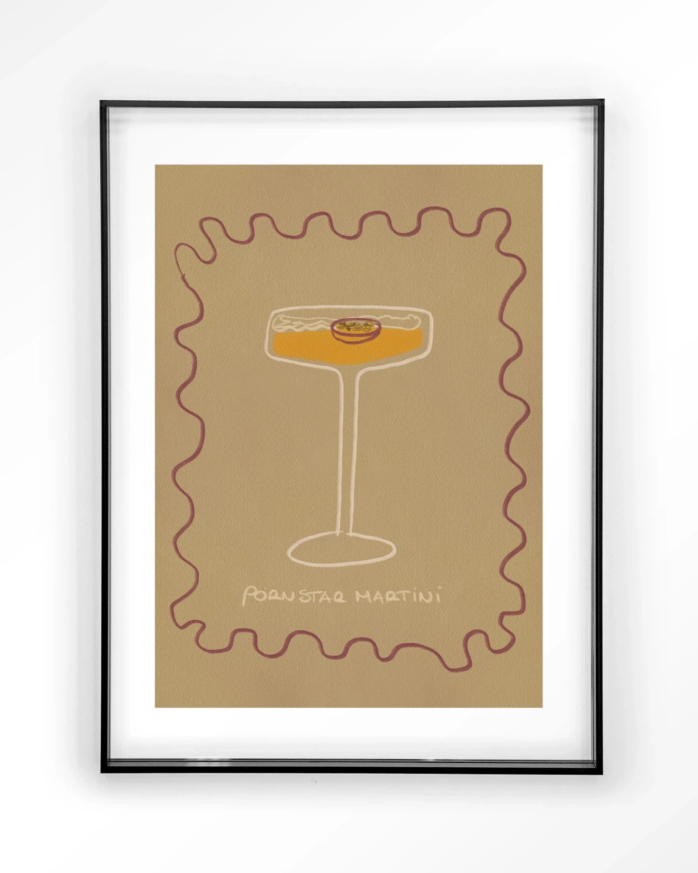 Moderne wanddecoratie Poma van Urban Cotton met kunstprint, acrylic frame en zwart wandkleed, stijlvolle muurversiering