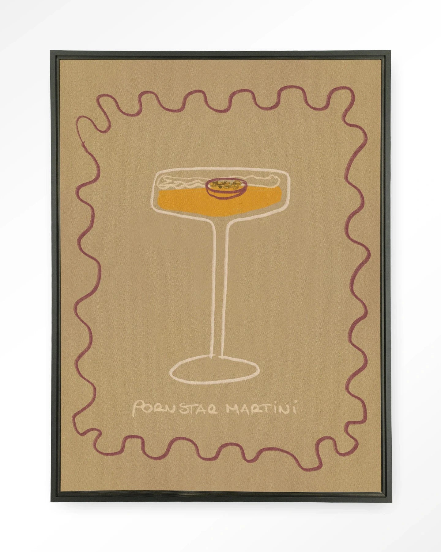 Moderne wanddecoratie van Urban Cotton, Poma kunstwandkleed met zwart frame en abstract ontwerp voor stijlvolle interieurs