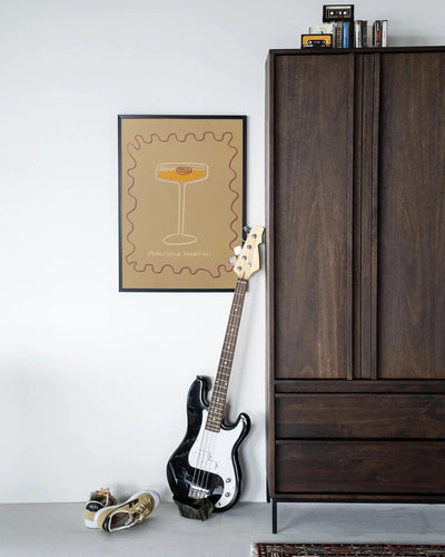 Moderne Poma kunstwerk met houten frame in zwart, wanddecoratie met artprint, glas en wandkleed van Urban Cotton