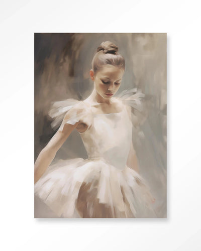 Moderne wanddecoratie met kunstprint van een ballerina door Urban Cotton, glas art en wandkleed voor stijlvolle interieuraccenten