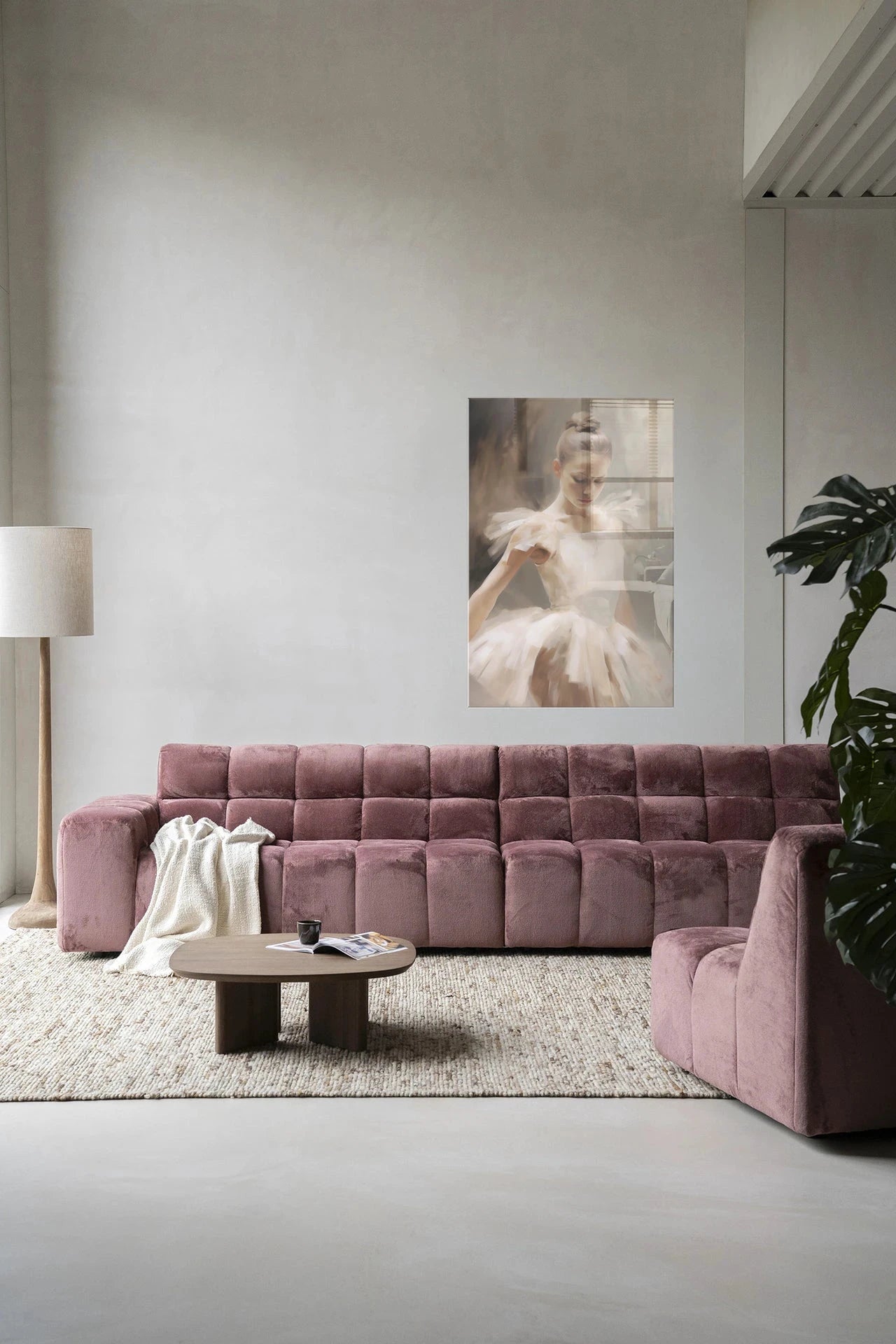 Moderne wanddecoratie van Urban Cotton: glasartprint van een ballerina in pose, geschikt als kunstdecoratie voor de muur.