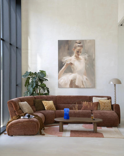 Moderne wanddecoratie met een ballerina kunstprint van Urban Cotton, inclusief glas art en wandkleed voor stijlvolle muurversiering