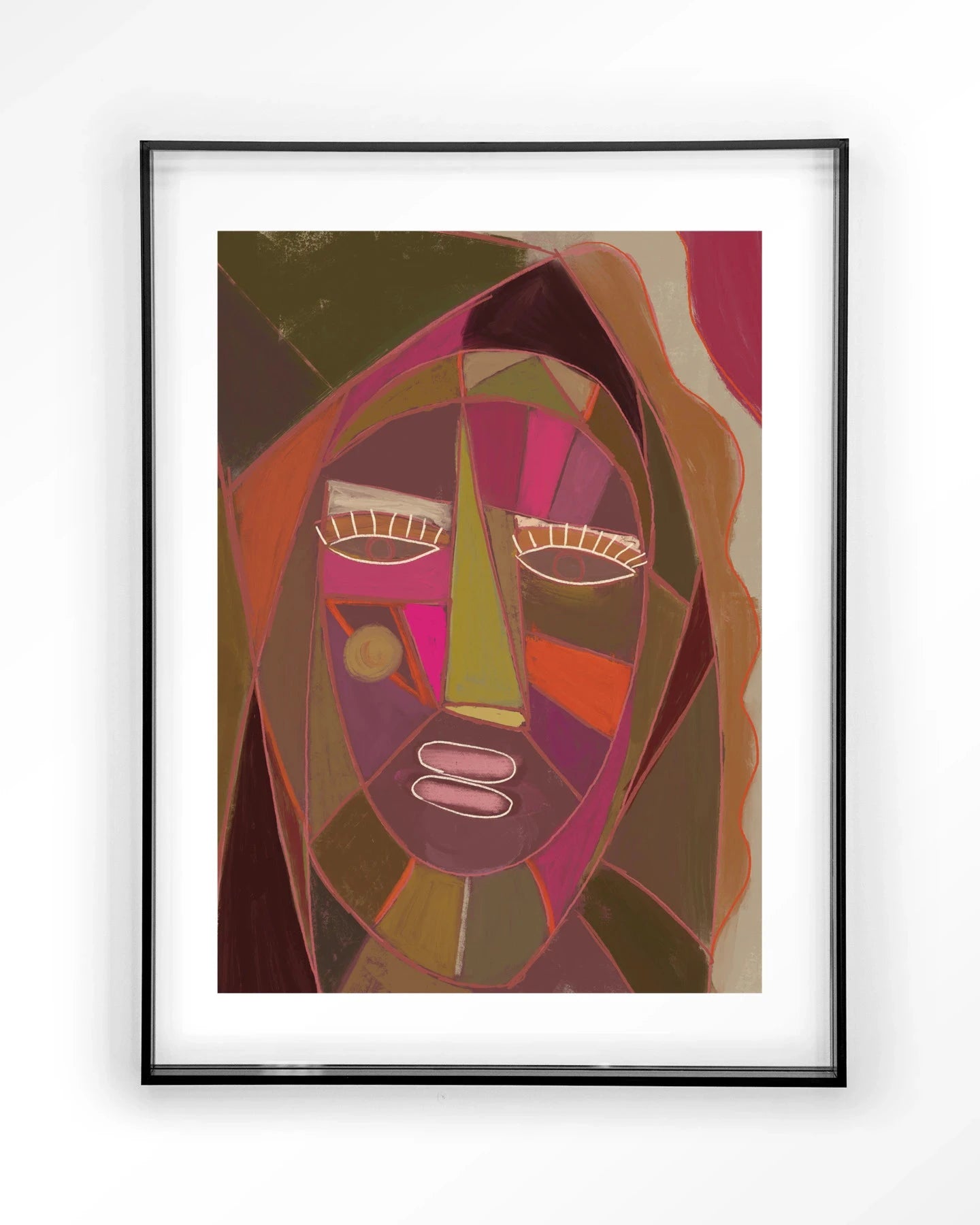 Urban Cotton Quamatcha kunstprint met acryl frame, moderne wanddecoratie met zwart glas en kleurrijk ontwerp.