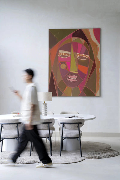 Urban Cotton Quamatcha wandkleed met moderne kunstprint, kleurrijk glasart en wanddecoratie voor een stijlvolle woonkamer.