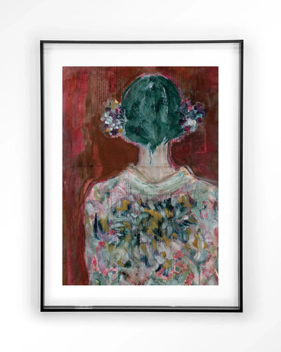 Moderne wanddecoratie van Urban Cotton met rood fluweel kunstprint, acrylframe en zwart wandkleed voor stijlvolle interieuraccenten