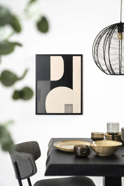Moderne wanddecoratie van Urban Cotton met zwart houten lijst, inclusief kunstprint en glas voor een stijlvolle muurversiering