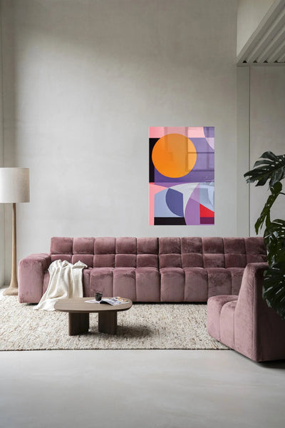 Moderne wanddecoratie van Urban Cotton met glaskunst en artprint, kleurrijk en abstract design voor op de muur