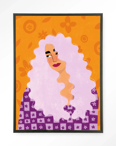 Retro Girly wandkleed van Urban Cotton met zwart frame, moderne kunstprint en glasart, elegante wanddecoratie voor in huis