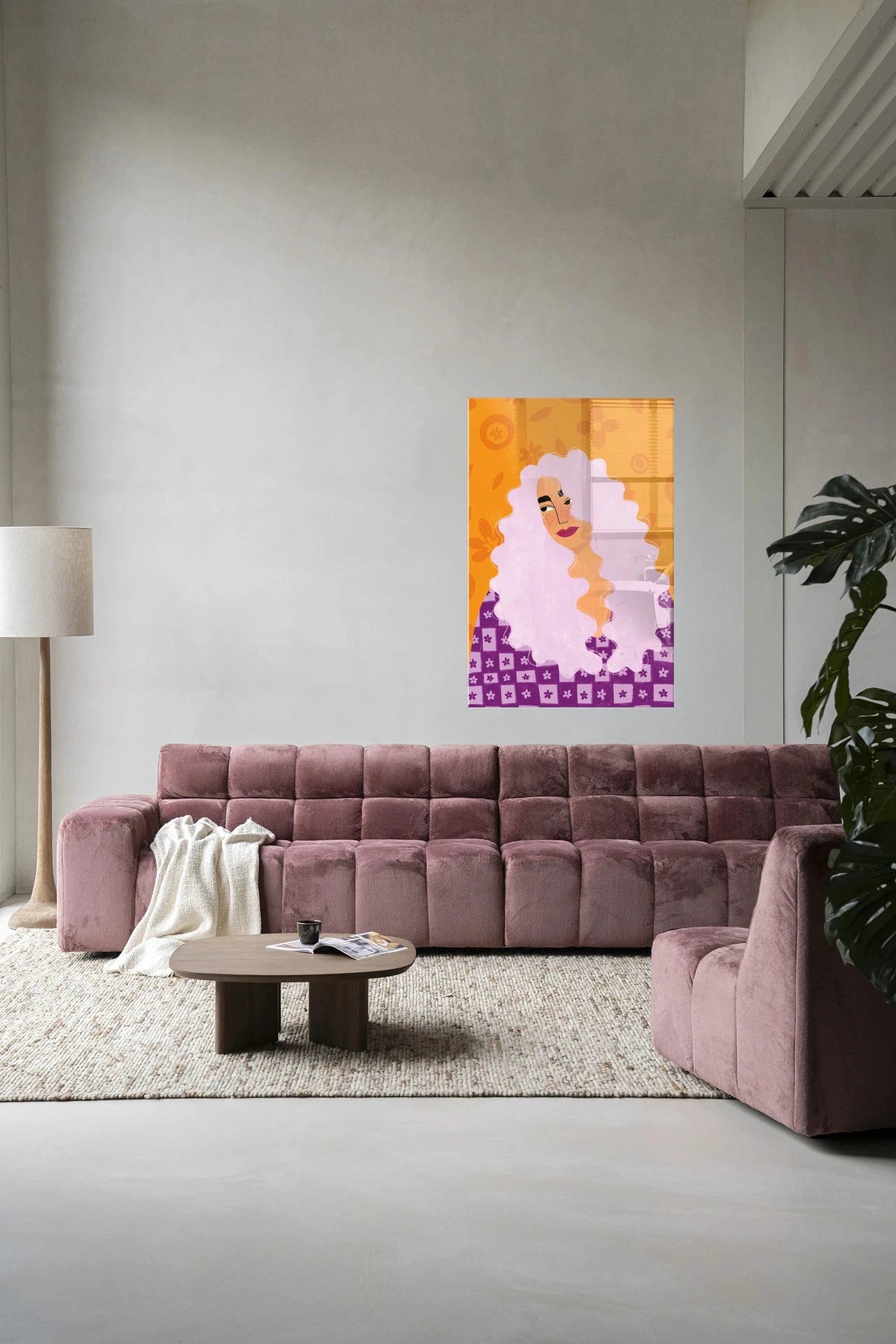 Kunstwerk Retro Girly van Urban Cotton met glas, modern wanddecoratie en kleurrijk artprint voor in de woonkamer.
