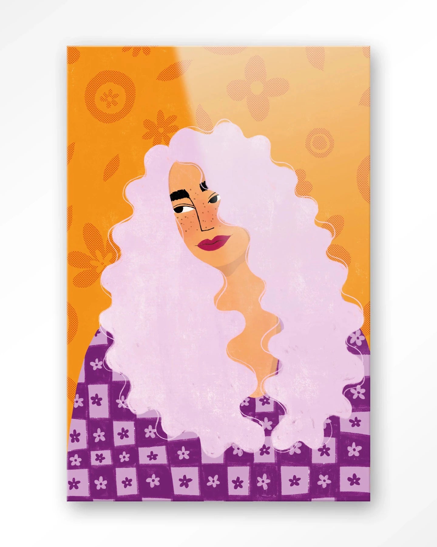 Moderne wanddecoratie van Urban Cotton met retro Girly glas artprint en wandkleed, kleurrijk en decoratief voor in huis.