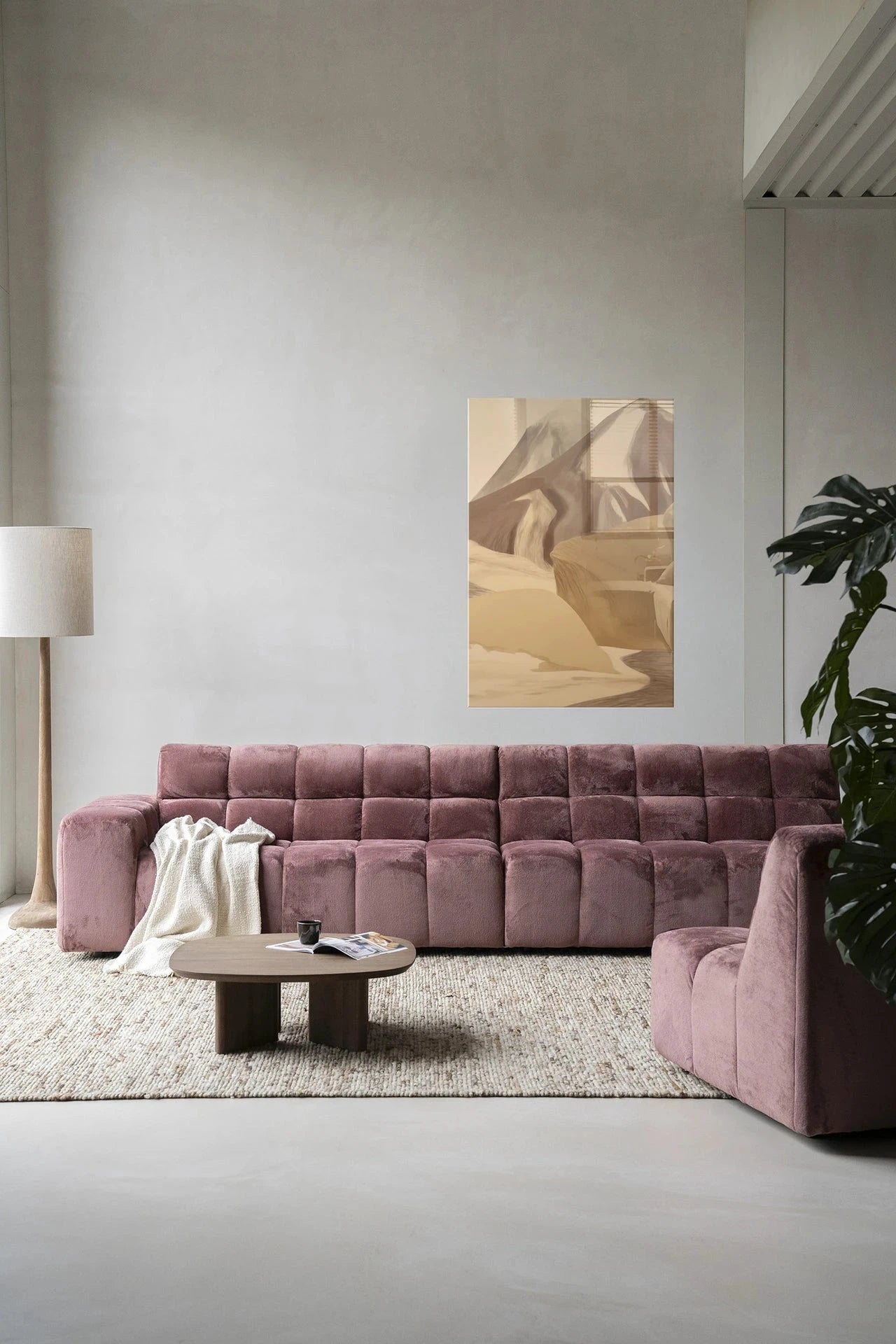 Modern kunstwerk van Urban Cotton met Rocky Mountain glasdecoratie en wandkleed, kleurrijk en abstracte muurversiering