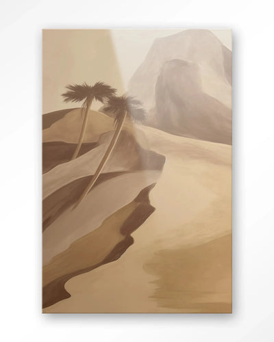 Modern kunstwerk Rocky Palm van Urban Cotton, glaskunst met palmmotief als wanddecoratie, kleurrijk en eigentijds design.