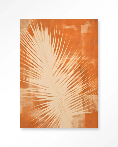 Rusty Leaf kunstwanddecoratie door Urban Cotton, modern artprint met glazen kunstwerk en wandkleed met bladmotief.