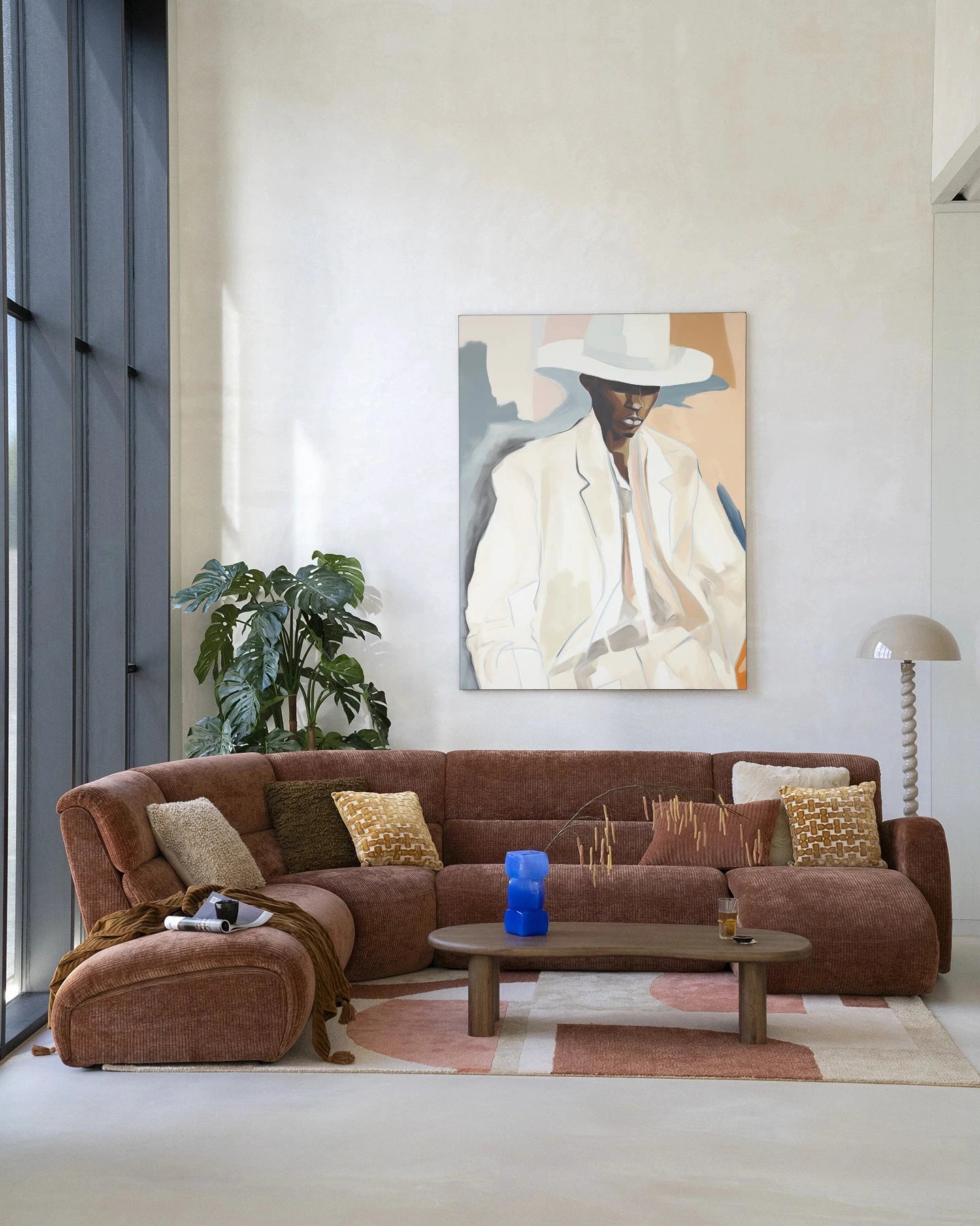 Moderne wanddecoratie van Urban Cotton, artprint en wandkleed met kunstafbeelding van Saloon Sam voor een stijlvolle muur.