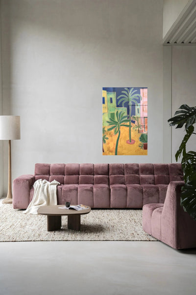 Kunstwanddecoratie Santa Rosa door Urban Cotton, glaskunst en wandkleed in moderne stijl, kleurrijk en abstract.
