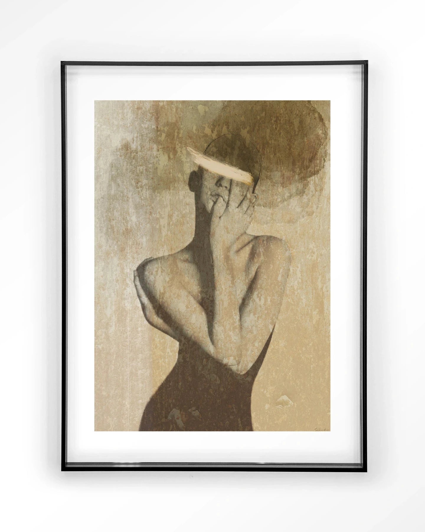Moderne kunstprint "Self Love" met acrylframe in zwart, kleurrijke wanddecoratie van Urban Cotton voor een inspirerende sfeer.