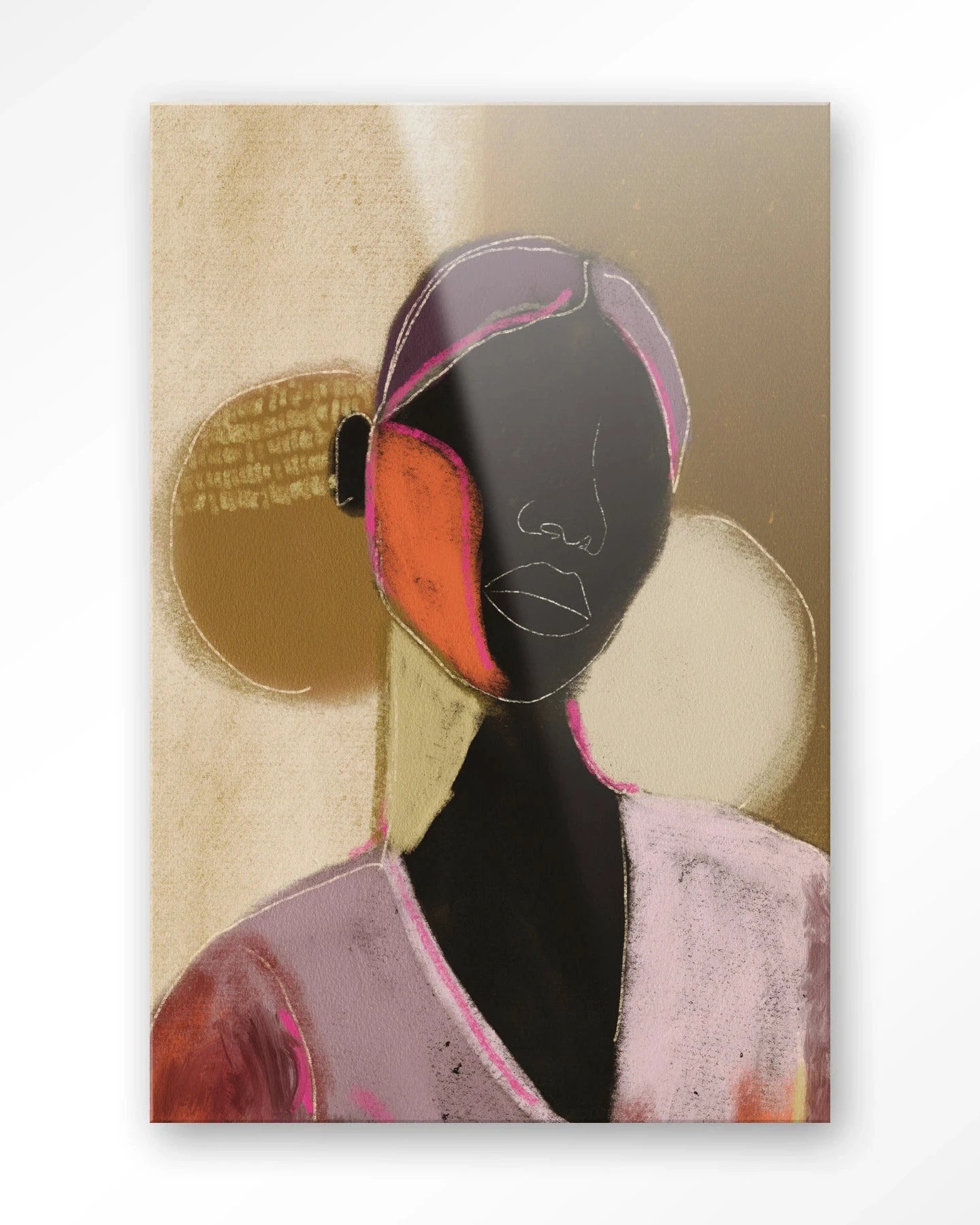 Moderne wanddecoratie van Urban Cotton met kunstprint en glasbeeld van silhouet van een vrouw, elegant en artistiek design