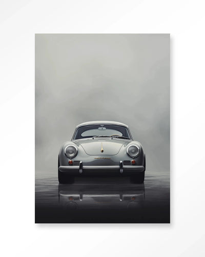 Moderne wanddecoratie van Urban Cotton met een artprint van een rokerige auto, glas art en wandkleed voor in de woonkamer.