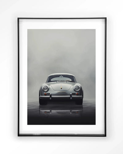 Modern kunstprint van een rokerige auto met zwart acrylframe, wanddecoratie van Urban Cotton, geschikt als kunst aan de muur.