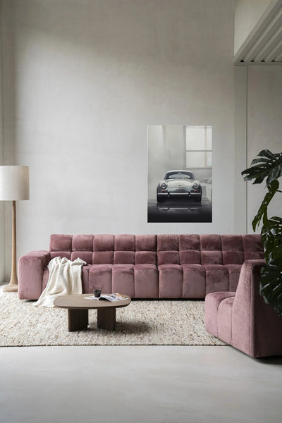 Moderne Urban Cotton kunst print van een Smokey Car op glas, wanddecoratie met een abstracte auto afbeelding voor in huis.