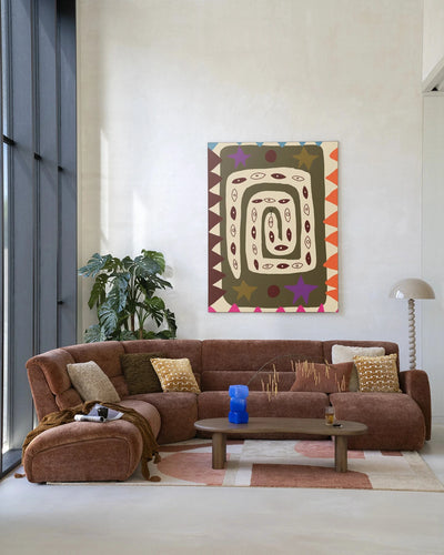 Moderne snake eye wanddecoratie van Urban Cotton, kunstprint met glas en wandkleed voor stijlvolle muurversiering