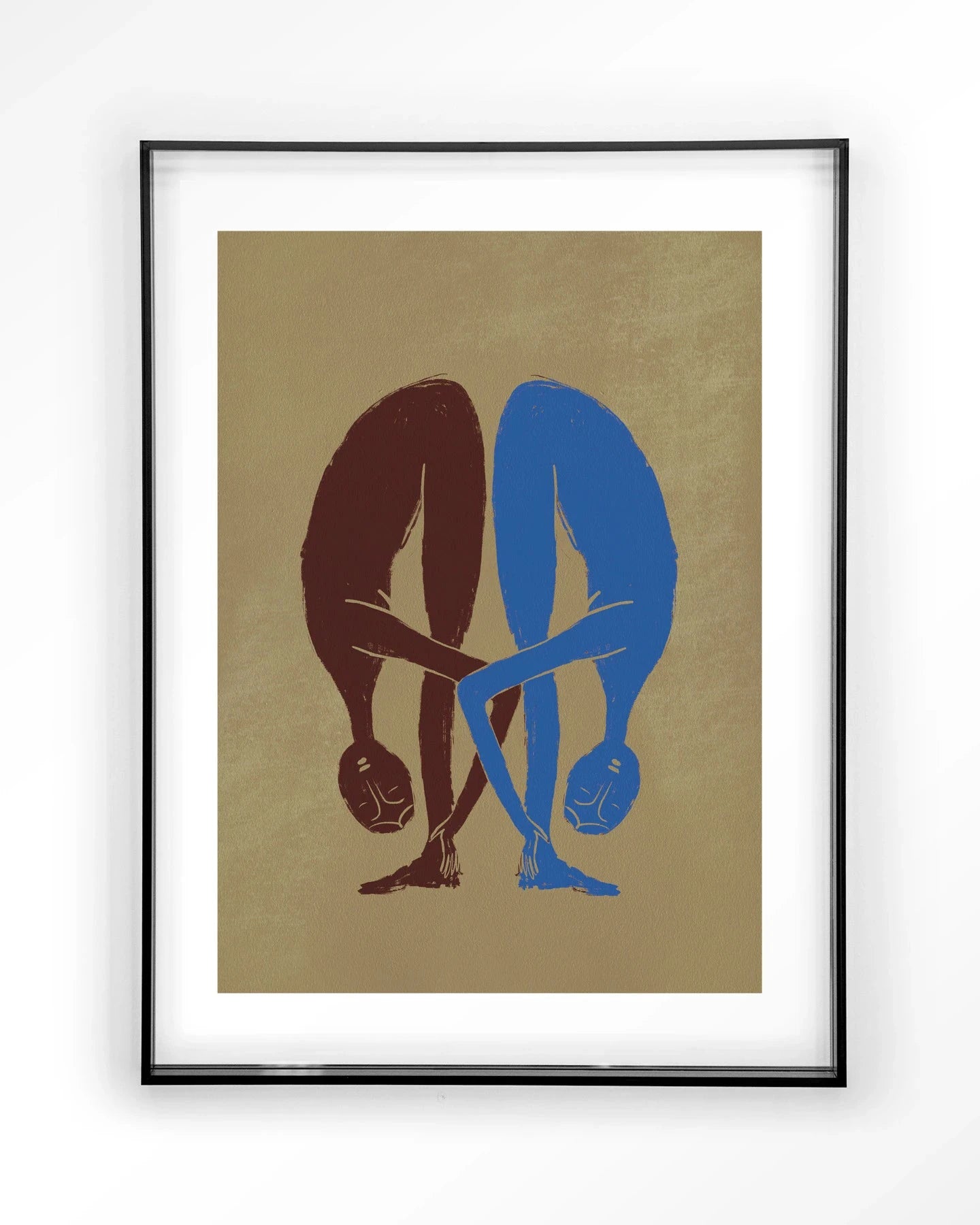 Moderne wanddecoratie met kunstprint van Urban Cotton, Soul Stretch, met zwart acryl frame en kleurrijk ontwerp.