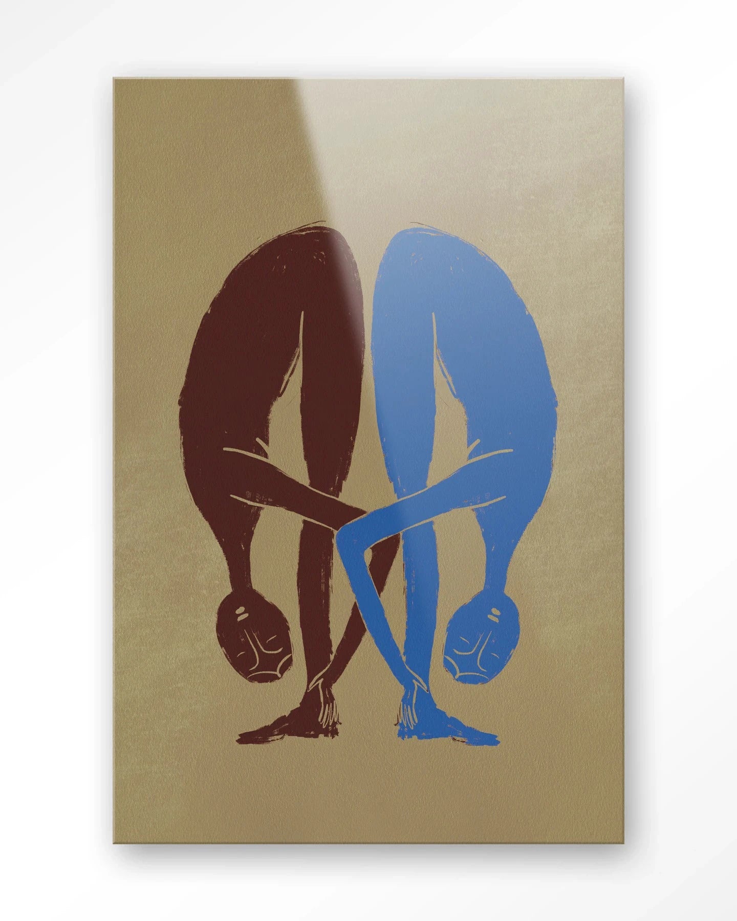 Moderne kunstwanddecoratie van glas met abstract ontwerp, Soul Stretch door Urban Cotton, geschikt als artprint en wandkleed.