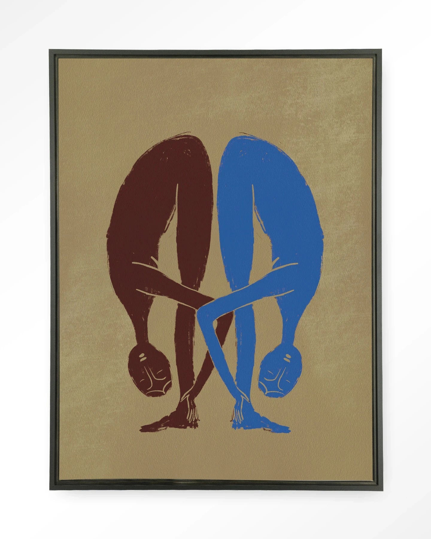 Moderne wanddecoratie van Urban Cotton met zwart wandkleed en floating frame, kunstprint met abstracte ontwerpen.