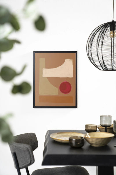 Moderne kunstprint Spice van Urban Cotton met houten lijst en zwart frame, wanddecoratie met kleurrijk glas- en textielkunstwerk