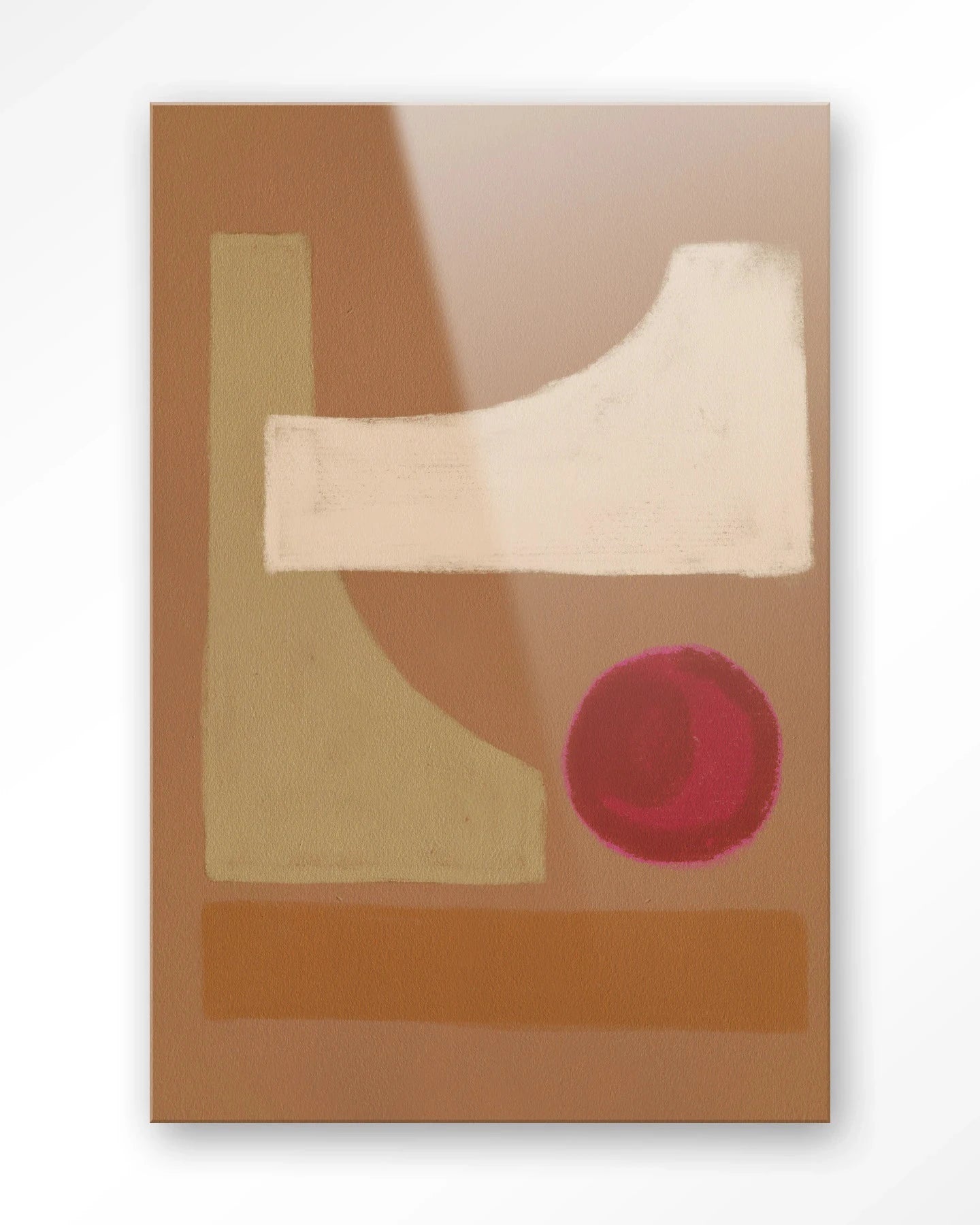 Moderne wanddecoratie kunst van Urban Cotton met glasart en textielwandkleed, kleurrijk en abstract ontwerp voor interieur.