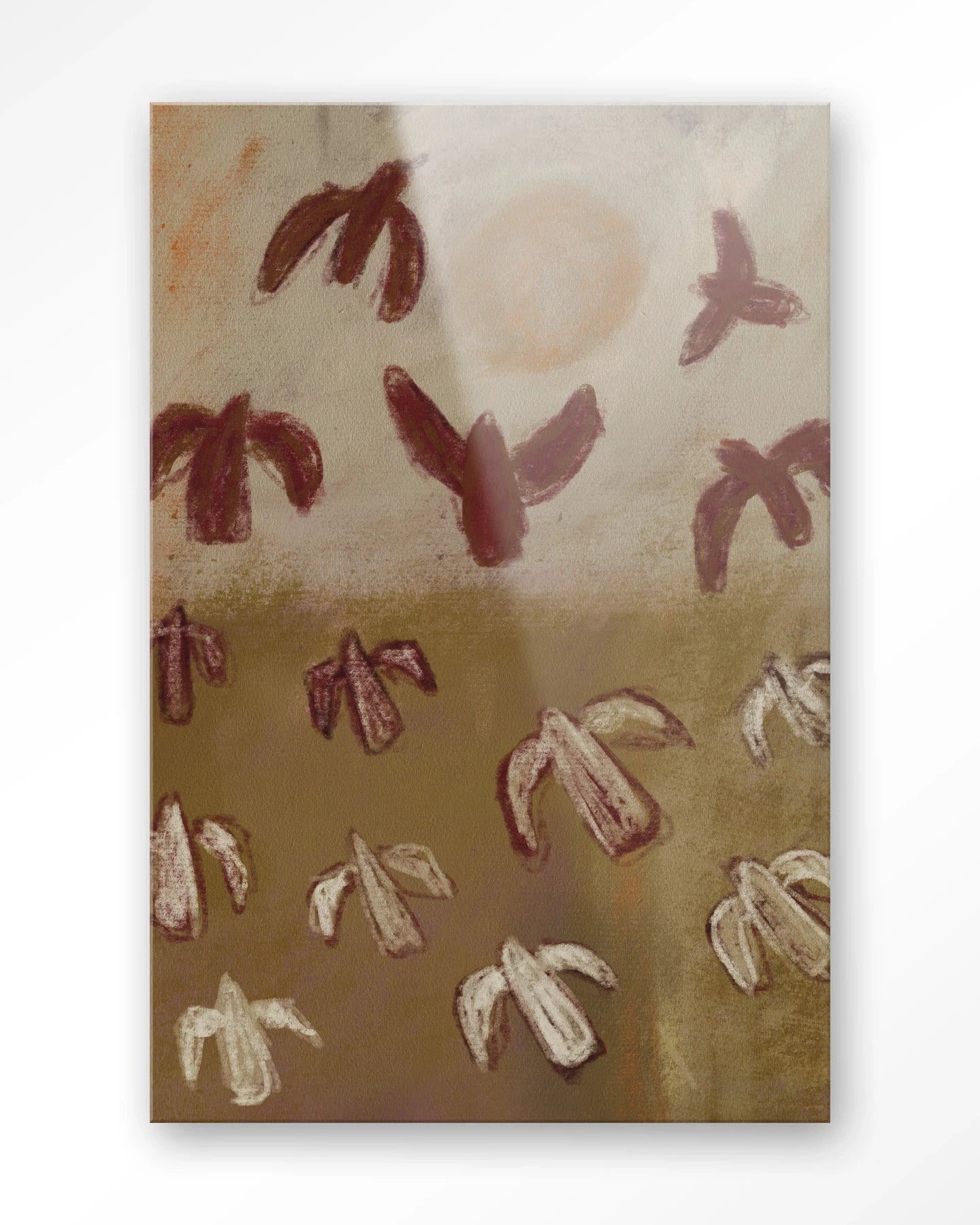 Moderne wanddecoratie van Urban Cotton met Sunbirds glaskunst en artprint, kleurrijk en decoratief voor in huis