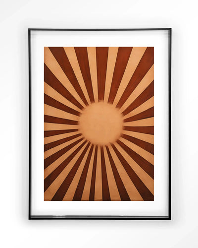 Moderne Sunny Side kunstprint van Urban Cotton met zwart acrylframe, wanddecoratie met kleurrijk ontwerp en glasdetails.