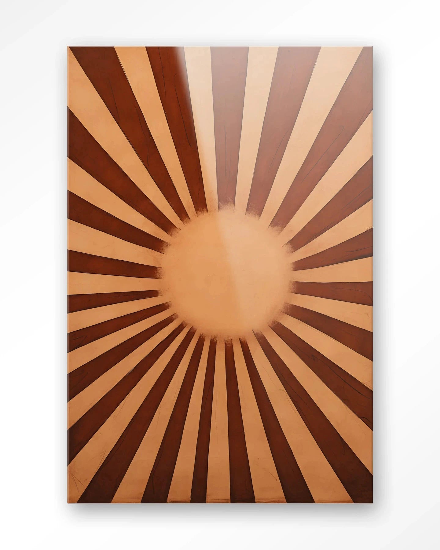 Moderne wanddecoratie van Urban Cotton met glaskunst en kunstprint met zonnig design, geschikt als wandkleed of muurkunst.