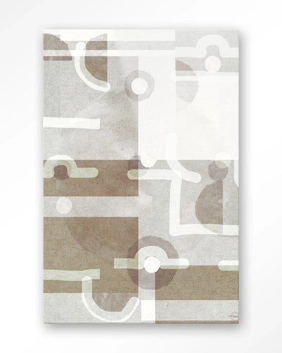 Moderne wanddecoratie van Urban Cotton met glaskunst en artprint met symbolen van het universum, geschikt als kunstwerk voor de muur