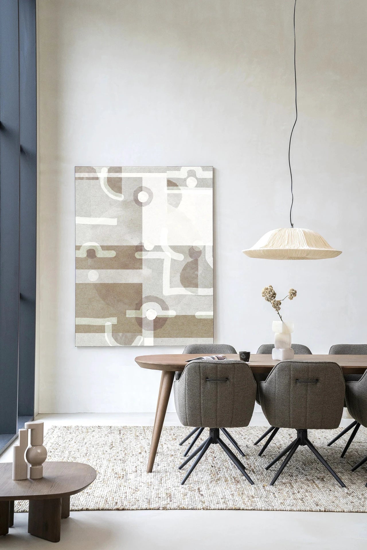 Moderne wanddecoratie van Urban Cotton, symbols of the universe kunstprint op glas en wandkleed met ruimte- en sterrenmotieven
