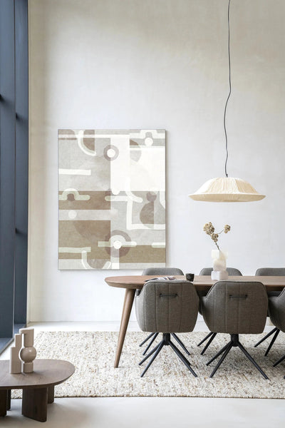 Moderne wanddecoratie van Urban Cotton, symbols of the universe kunstprint op glas en wandkleed met ruimte- en sterrenmotieven