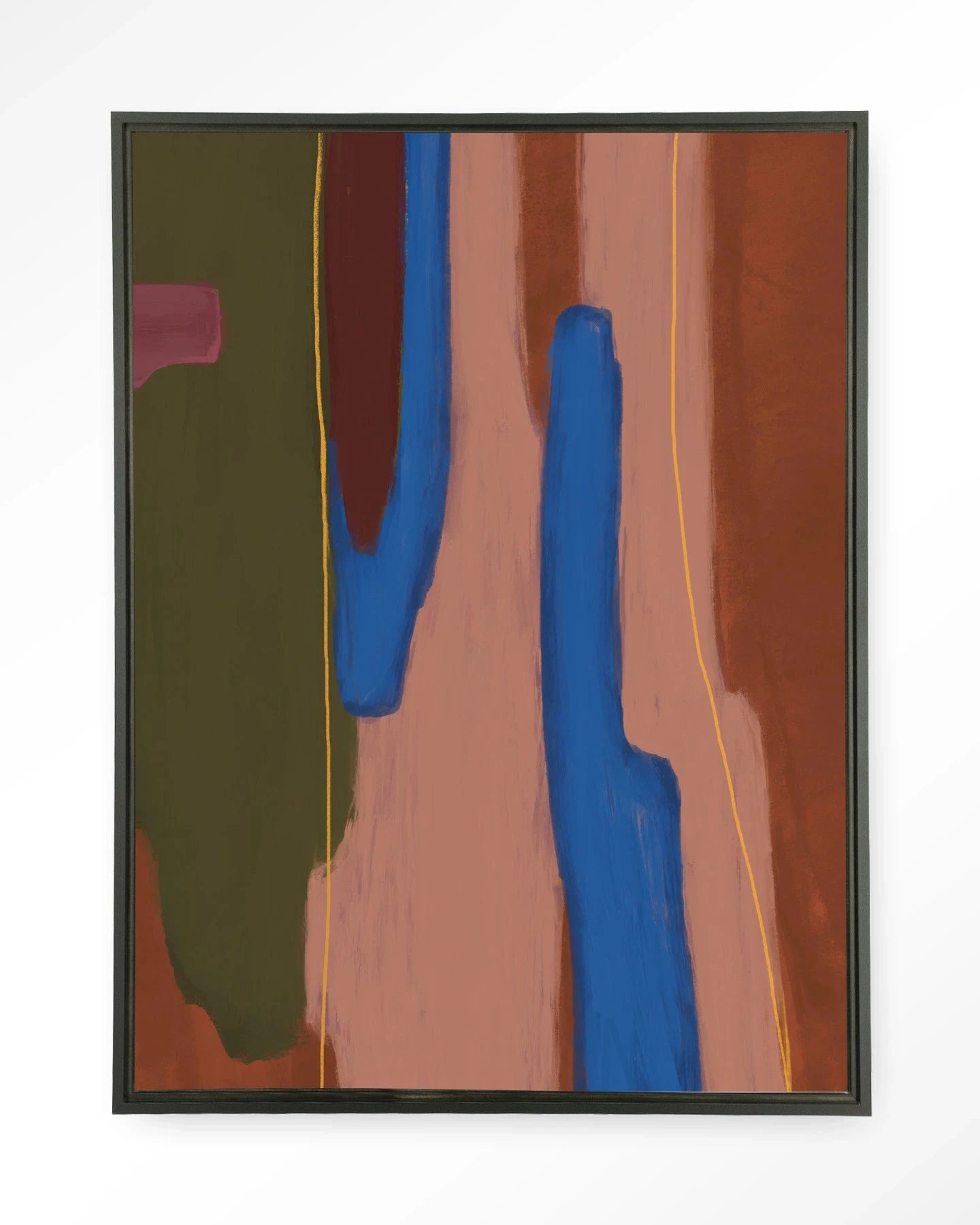 Moderne wanddecoratie van Urban Cotton, Tajo kunstprint met zwart wandkleed en zwevende lijst, voor stijlvolle interieuraccenten