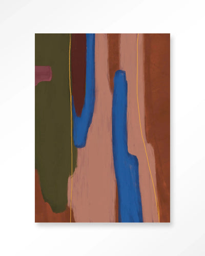 Moderne wanddecoratie van Urban Cotton, inclusief kunstprint, glazen kunstwerk en wandkleed met abstract ontwerp.