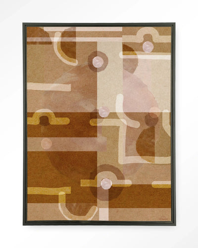 Modern kunstwanddecoratie van Urban Cotton, Terra Universe wandkleed met zwart zwevend frame en kleurrijk artprint.