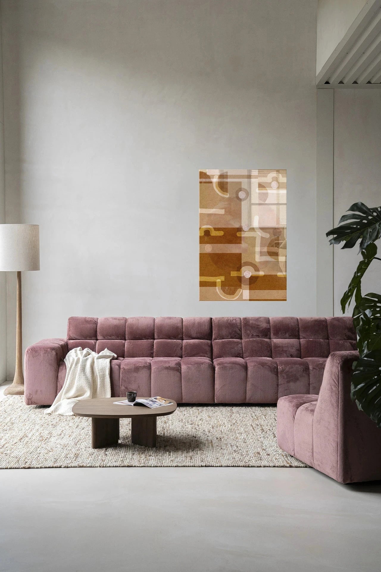Moderne wanddecoratie van Urban Cotton met glaskunst en artprint van Terra Universe, abstracte muurversiering voor interieur.