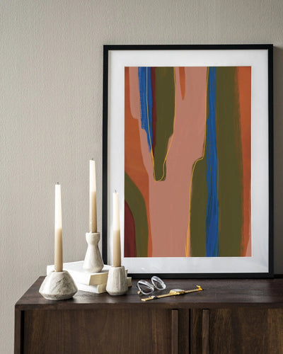 Moderne houten wanddecoratie met zwart frame, Urban Cotton Toledo kunstprint en glasart voor stijlvolle muurversiering